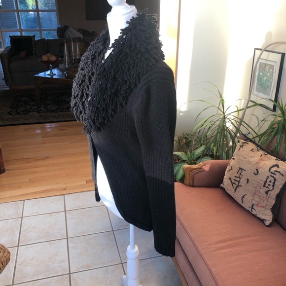 525 AMERICA Black Large Sweater With Double Looped Yarn Collar - Picture 4 of 13